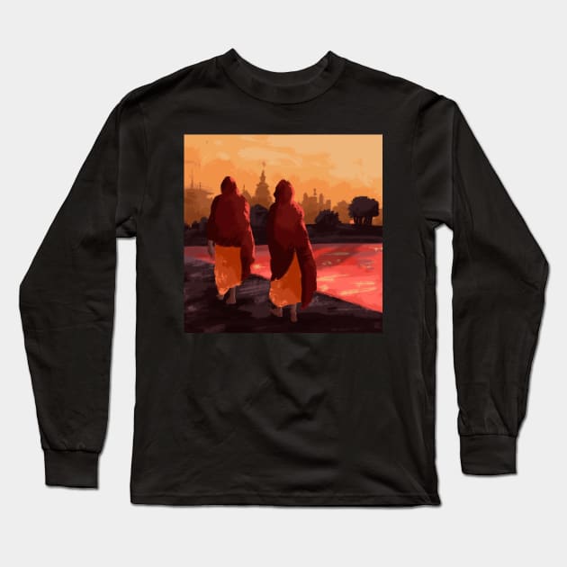 Monks by the River Long Sleeve T-Shirt by taoistviking